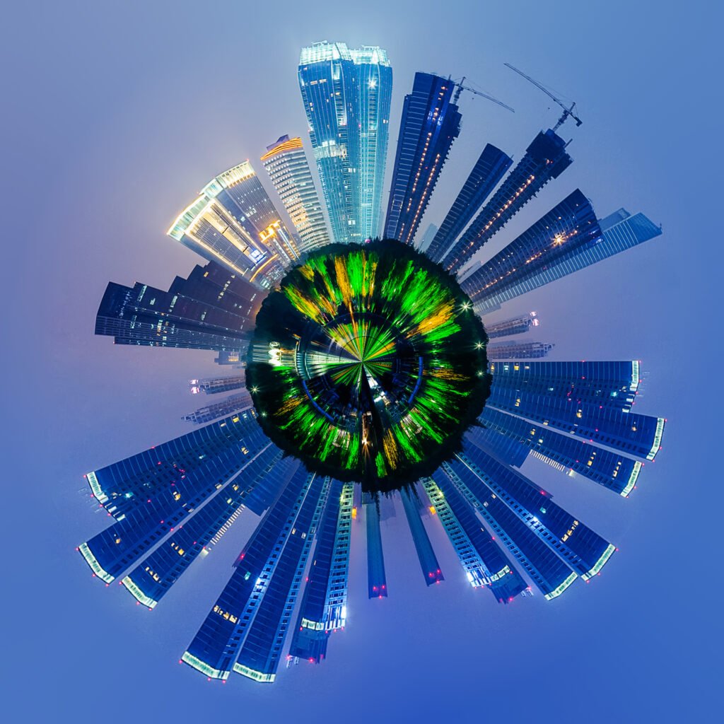 cityscape with little planet effect - cityscape with little planet effect